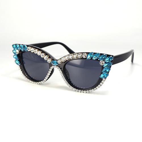 Retro Cateye Sunglasses for Women UV400 Protection Cat Eye bling rhinestone Sun Glasses2