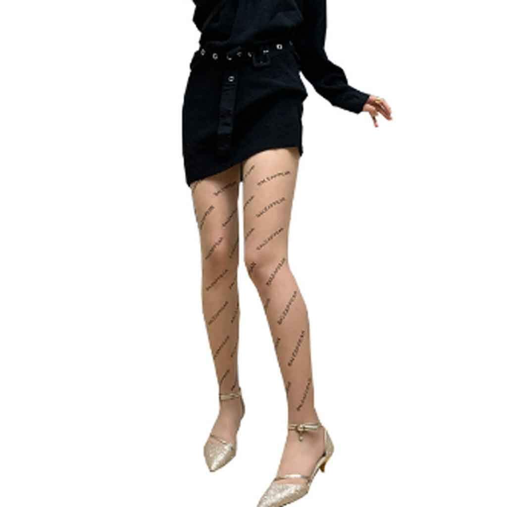 Sexy Lettre Bas Femmes Mesh Collants Chaussettes Bas Collants Collants Résille Dames Noir Bas Longs sur La Chaussette Au Genou (Couleur : Noir) (Noir)