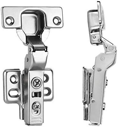 Luokim 20pcs Standard Cabinet Hinge,Fit for Frameless Cabinet, European Half Overlay,Soft Closing,Four-Hole mounting Plate Hinges,Nickel Plated Finish