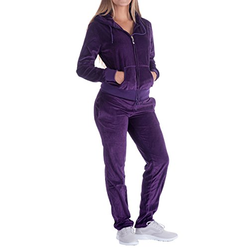 Evrimas Women's 2 Piece Outfits Velvet Zip Hoodie Sweatshirt & Sweatpants Sweatsuits and Velour Tracksuit Sets Jogging Suit