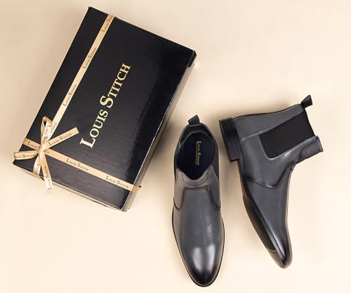 Image of LOUIS STITCH Men's Chelsea Boots | Handcrafted | High Ankle Boot| Comfortable Formal Office & Casual Wear Shoes | Dual Tone Patina Finish LSRGCL