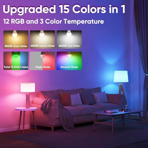 Image of Yochoice Rechargeable Battery Operated Wireless Puck A19 Light Bulb with Remote Control 1 Packs, Dimmable Detachable LED Bulb with 15 Colors Selectable 3 Timer, for Wall Sconce, Non Hardwired