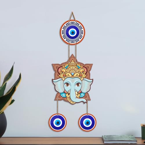 Image of Artvibes Lord Ganesha Evil Eye Wall Hanging for Home Entrance | Spiritual Nazar Battu MDF Wall Decor | Vastu Decorative Wall Art for Living Room | Office | Temple & Main Door | Gift Item (WH 8552N)