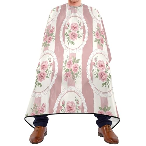 Capa de barbería impermeable Kigai con flores rosas miniatura 1