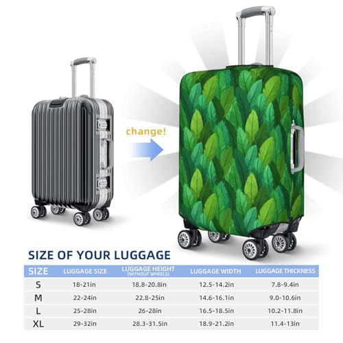 Green Feathers Texture Elastic Travel Luggage Covers Dustproof Scratch-Resistant Suitcase Protector Fit 22-24 Inch4