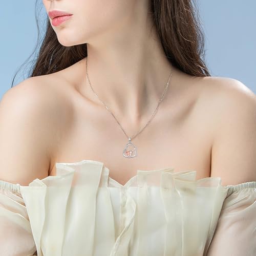 Regalos para mujer collar de chihuahuas en corazón de plata auténtica 2