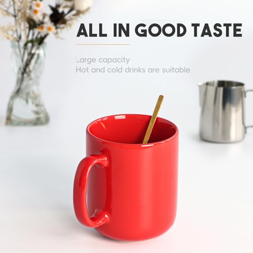 Taza grande de cerámica roja 20 oz con asa miniatura 5