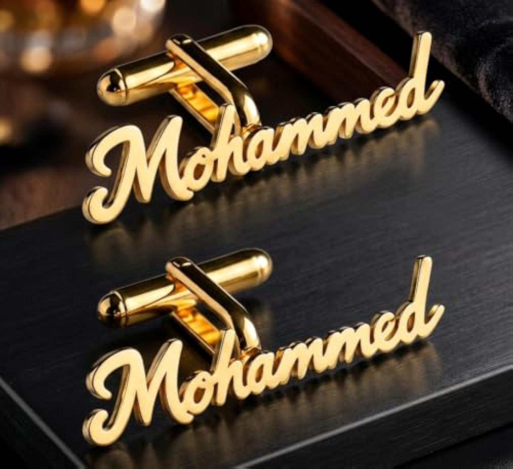 Men's Custom Monogram Gold Plated Signature Cufflinks, Wedding Gift
