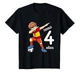 Camiseta de 4 cumpleaños para los niños. A los niños y niñas les encantará el lindo motivo del Fútbol en España . El cuarto cumpleaños es un día especial. ¡Ya tengo 4 años y estoy celebrando mi cumpleaños!
