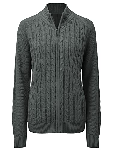 Hongqizo Womens Long Sleeve Zipper Cable Knit Coat Solid Color