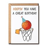 SNHDesign Hoopin' You Have A Great Birthday Card - Basketball Birthday Card - Happy Birthday Card - Basketball - Card For Him - Cute Card For Boyfriend