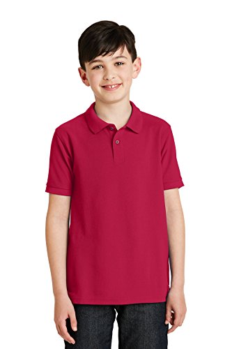 Port Authority Youth Silk Touch Polo. Y500, Red, XS