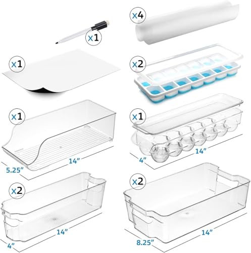 Hearth & Harbor 56 Piece Fridge Organizer Bins - Set of 32 Clear Bins with 16 Shelf Liners, 4 White Boards and 4 Markers - Stackable Containers With Handles by Hearth & Harbor - Image 2