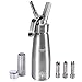 Whipped Cream Dispenser By Pura Vida - Durable, All Aluminum Body & Head - includes 3 Stainless Steel Decorating Tips & Cleaning Brush - Half Quartz Size - Gift Box Packaging - Easy Instructions