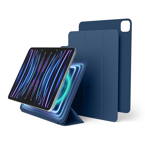 elago Funda Folio Magnética Compatible con iPad Pro 11 Pulgadas 4ª, 3ª, 2ª Generación - Placa Posterior se Puede Acoplar a Materiales Metálicos, Compatible con Apple Pencil (Azul)