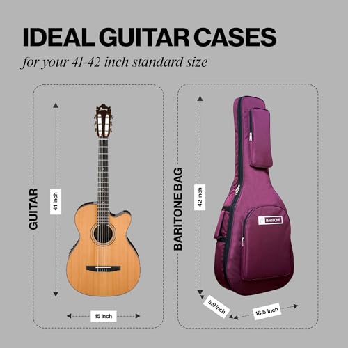Image of Baritone Guitar Gig Bag Cover Padded for All Guitar Like Yamaha FS80C, F280, F310, F370, F620, APX600, CPX600 (Maroon)