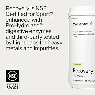 Momentous Recovery Grass-Fed Whey Protein Powder - 20 g Post-Workout Whey Isolate Protein - NSF Certified for Sport - Gluten-Free - 15 Servings - Vanilla - Package May Vary