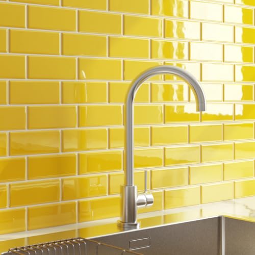LaCheery Mustard Yellow Subway Tile Backsplash