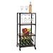 Mind Reader Mobile Kitchen Cart with Wine Rack and Stemware Storage, Black