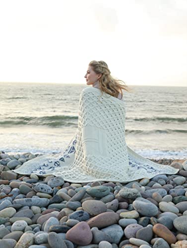 Irish Blanket 100% Merino Wool Throw Honeycomb Knit Couch Sofa Made In Ireland 42" X 62" #TOP5