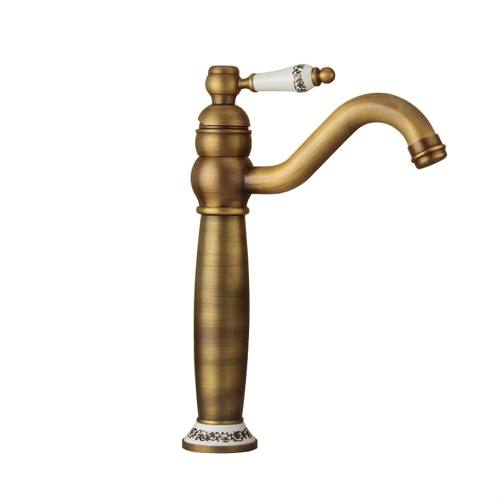 Rubinetto miscelatore acqua calda/fredda, girevole a 360°, in ottone anticato, leva singola, tubi standard, finitura cromata