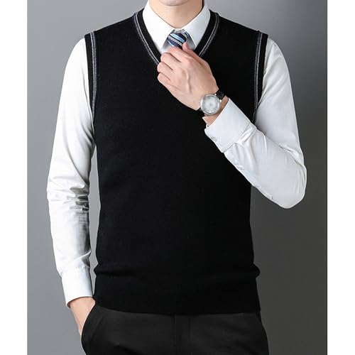 Men's Sleeveless Knitted Vest V Neck Pullover Waistcoats Relaxed Fit Wool Blended Vests2