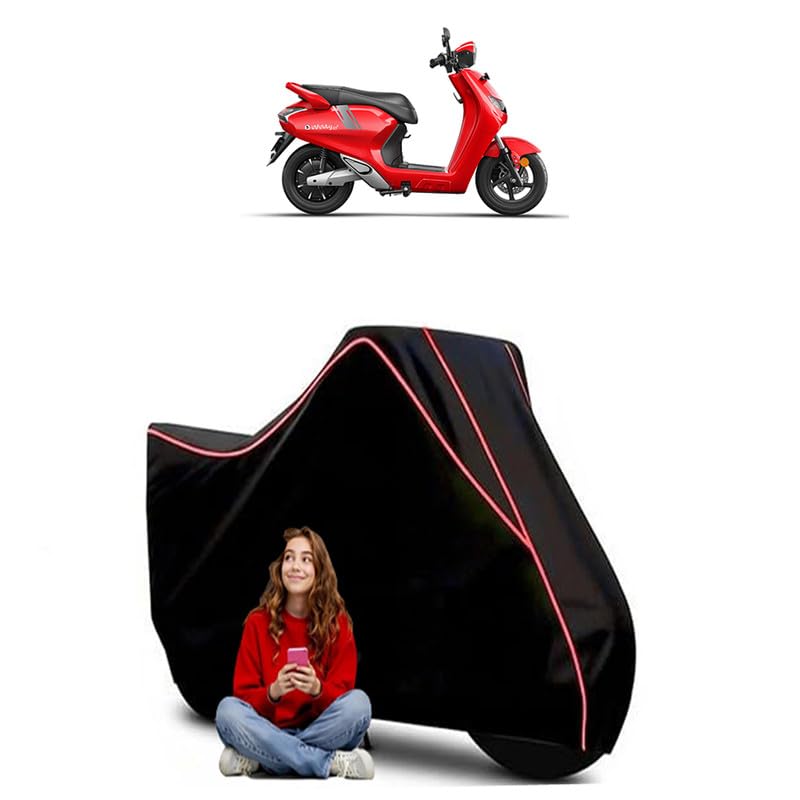 Image of Bounce Infinity E1 X Scooty Bike Cover Water Resistant Outdoor Use Universal Fit Scooters Motorcycles Heavy Duty UV Protection Dust Rain Scratch Resistant Elastic Bottom Black Blue Piping