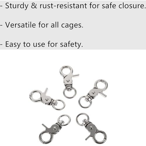 Image of 8 Pcs Bird Cage Lock Bird Cage Lobster Clasp, Birdcage Lock Birds Cage Clip Dove Cage Door Keychains Swivel Clip Rabbit Cage Door Locks Purse Hooks to Rotate Shackle Stainless Steel Iron Wire