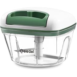 Geedel Vegetable Chopper, Manual Food Chopper with Hand Pull String, 500ml | Manual Food Processor, Sharp Stainless Steel Blade, Non-slip Base, Dishwasher Safe, No BPA, Portable, for Veggie, Fruit, Nut
