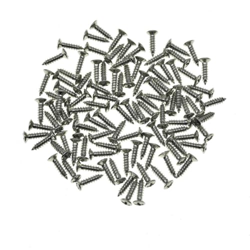 KAISH 100x 5mm Head Diam. Stainless Steel Guitar Bass Pickguard Screws Tremolo Backplate Mounting Screws Phillips Head for ST/TL/Import Guitars Nickel