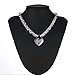 LEWECEEO Heart Padlock Collar Stainless Steel Lock Necklace Byzantine Chain Necklace Locking Collar Choker for Men Women Jewelry