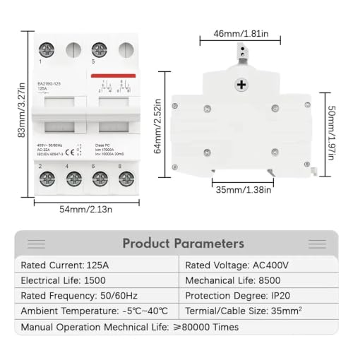 Interrupteur de transfert manuel 2P 63A AC400V modulaire rail DIN pour inverseur source - 3
