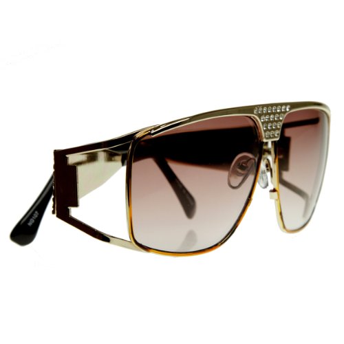 zeroUV Large King of Rock Rock & Roll TCB Aviator Sunglasses (Gold V2)4