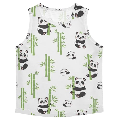 J JOYSAY Panda Leaves Green Boys Tank Top Sleeveless Muscle Shirts Quick Dry Workout Sport Active Kids T-Shirts 3-15T