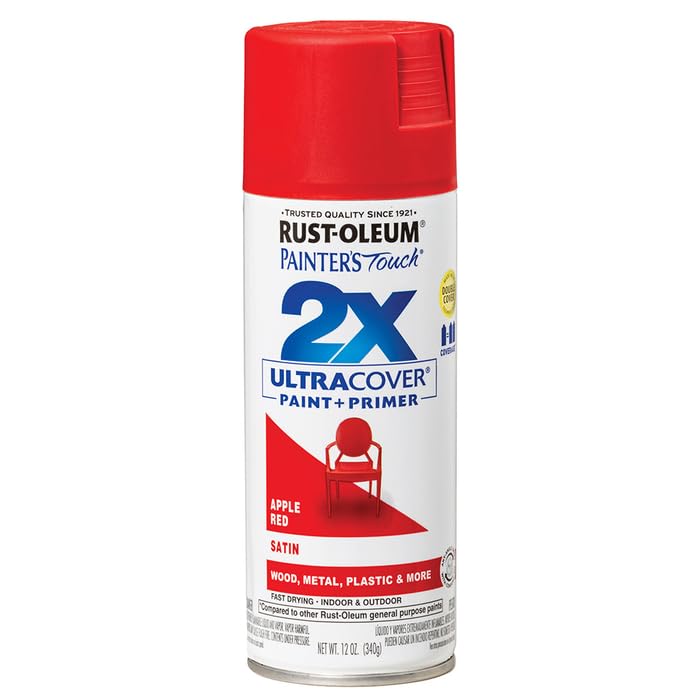 Rust-Oleum Painter's Touch 2X Ultra Cover Spray Paint, Satin Apple Red