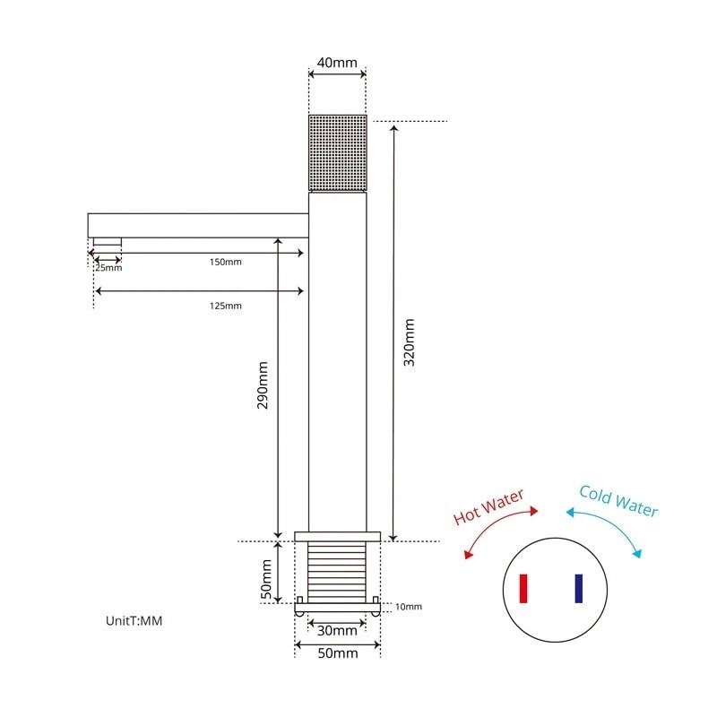 Robinet de lavabo eau chaude et froide à bouton moleté pivotant - 4