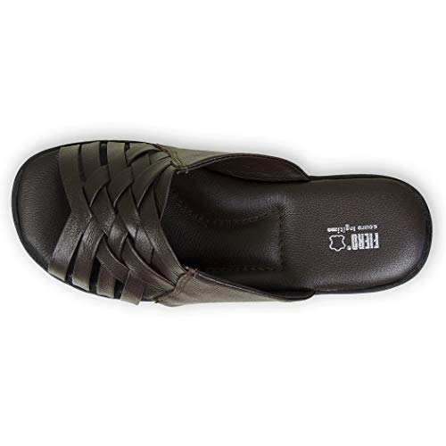 Chinelo masculino em Couro Fiero Ref.:352 Café Relax Café - 43