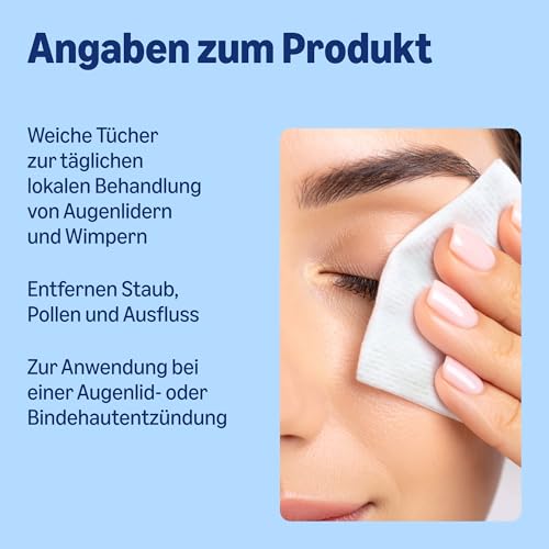 Healthcare by Amazon Augenlid-Reinigungstücher zur Behandlung der Augenpartie bei Erwachsenen und Kindern, ohne Duftstoffe, Packung mit 60 Stück (zuvor Amazon Basic Care) – Verpackung kann variieren