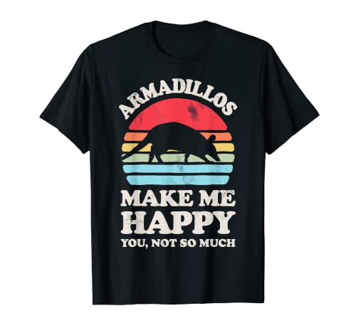Armadillos Make Me Happy You Not So Much Armadillo Retro Men Maglietta