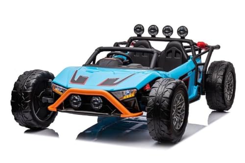 ES-TOYS Kinder Elektroauto Buggy 168 Zweisitzer Eva-Reifen 2 Motoren bis 12 km/h, Farbe:blau – Bild 3