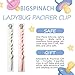 BIGSPINACH 2 Pack Silicone Pacifier Clips for Baby Boys – Food Grade One-Piece Strap with Cord & Stainless Clip – Teether Holder for Baby – Cute Ladybug & Leaf Design – BPA-Free(Beige+Pink)