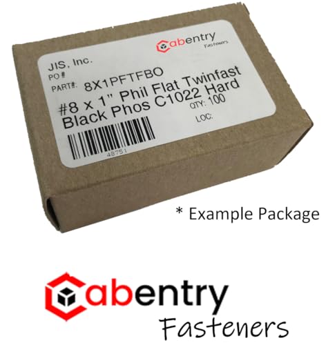 Cabentry Brand | Tornillos para madera | Cabeza plana | Cuadrado | #8 | 2.5 pulgadas | Rosca profunda | Punta afilada | Acabado negro fosfato | Pack de 1000 miniatura 4