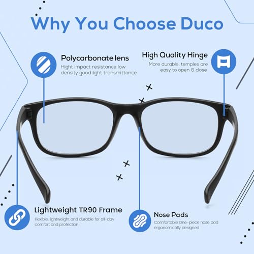 Image of DUCO Blue Light Glasses Blue Ray Blocking Glasses Computer Gaming Glasses with Amber Lens 8016