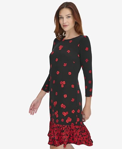 Tommy Hilfiger Women's 3/4 Sleeve High Neck Ruffle Trim Jersey Mini Dress3