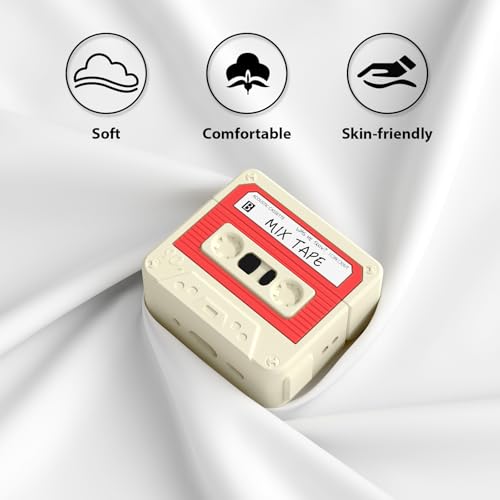 Image of KOREDA Compatible with AirPods 4 Case Cover, Funny Cassette Tape Design Case for Airpods 4th Generation 2024, Cute Cartoon Fashion Silicone Protective Case for Women Men (Off-White)