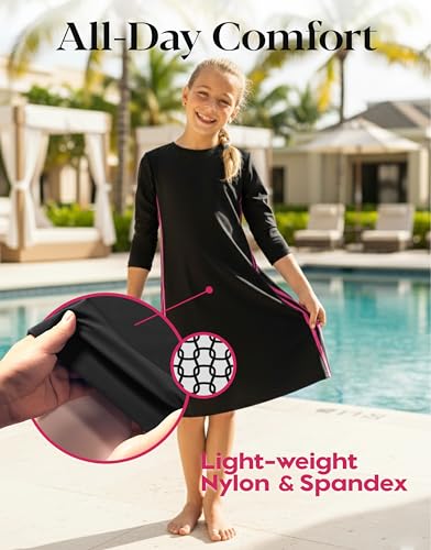 Image of Shira Modest Girls Swim Dress | 3 /4 Sleeve Swimdress, Full Coverage Bathing Suit | Tznius UPF 50+ Quick-Dry