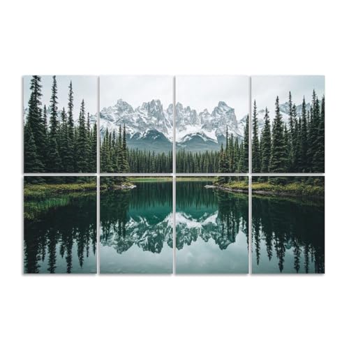Pack de 8 Paneles Acústicos Decorativos con Diseño de Montañas y Árboles, Absorbentes de Sonido de Fibra de Poliéster, 48"x32" miniatura 1