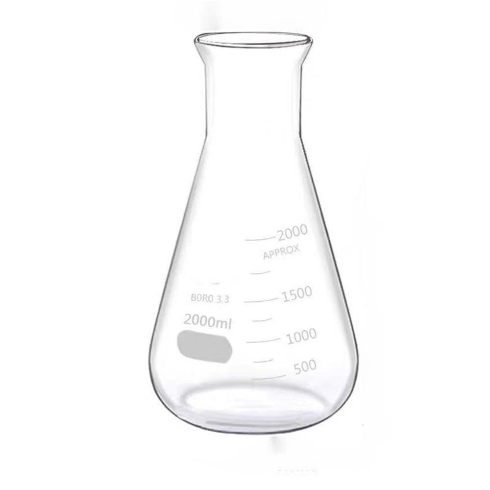 Matraccio Erlenmeyer Conico Vetro Borosilicato G3.3, Forniture Lab 1 pezz0 | 50/100/150/200/250/300/500/1000/2000/3000/5000ml(2000)
