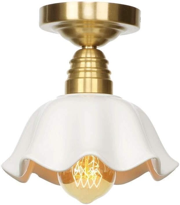 Creative Lace Ceramics Ceiling Lights Living Room Dining Room Kitchen Decoration Semi Flush Mount Ceiling Light Fixture E27 Edison Single Head Ceiling lamp AC 110V-240V