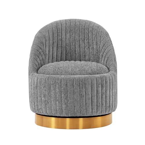 Sillón giratorio moderno tela boucle gris miniatura 1
